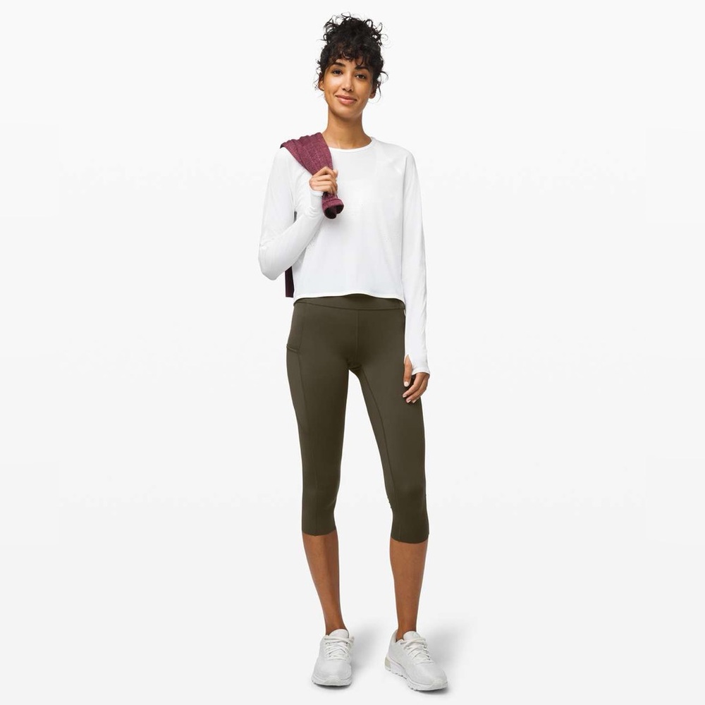 Lululemon Fast and Free Crop II 19" *Non-Reflective Dark Olive